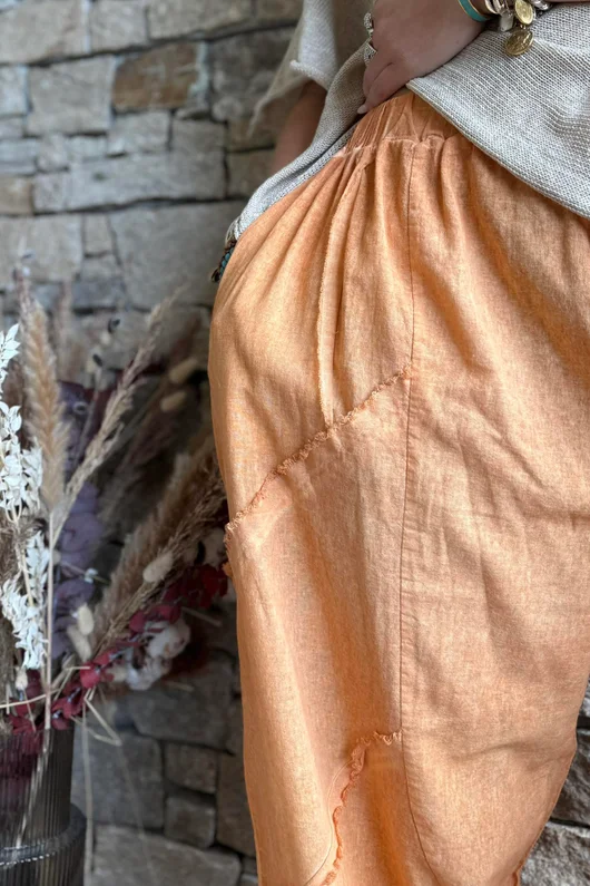 Rustic Nature Linen Blend Barrel Pant Washed Cayenne